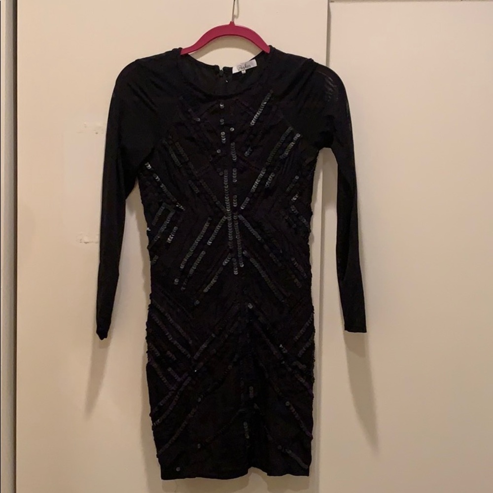 Parker black sequin mini dress